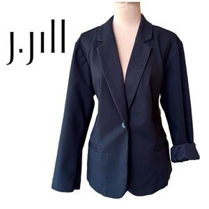 J. JILL Black Blazer One-Button Washable Stretch Jacket (XLP)